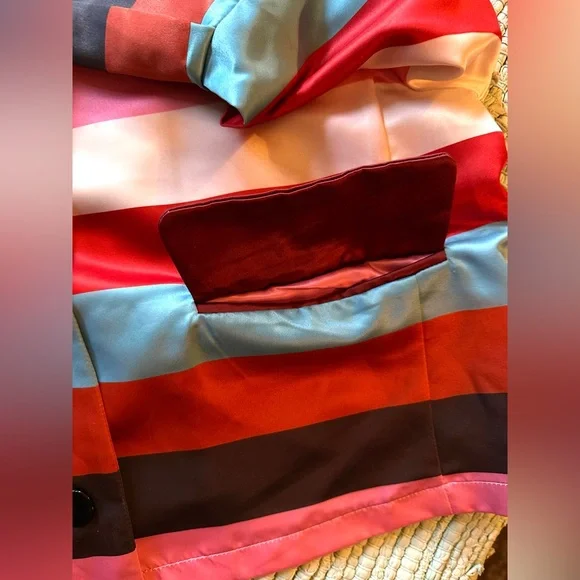 Striped Multicolor Women's satin Jacket Stylewe w real pockets size XL boxy fit - Picture 8 of 8